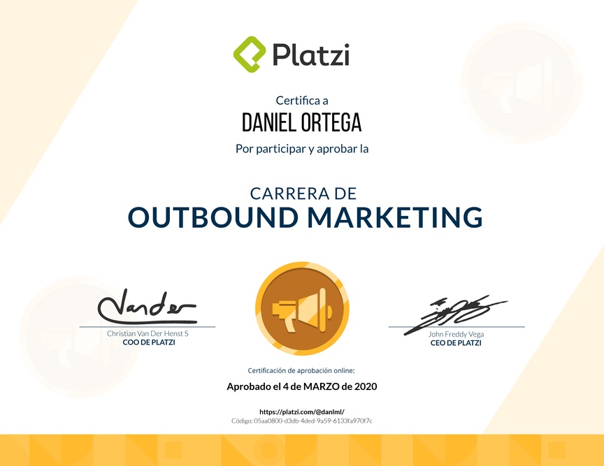 Diploma de la Ruta de Aprendizaje de Outbound Marketing