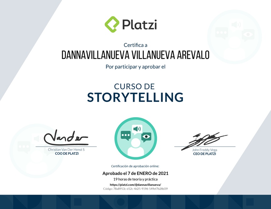 Diploma del Curso Básico de Storytelling