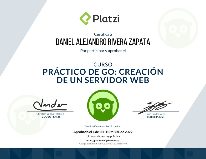 Diploma del Curso Práctico de Go: Creación de un Servidor Web