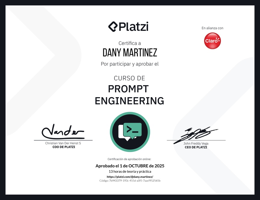 Diploma del Curso de Prompt Engineering