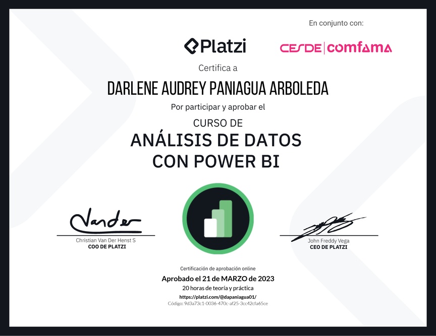 Diploma del Curso de Análisis de Datos con Power BI