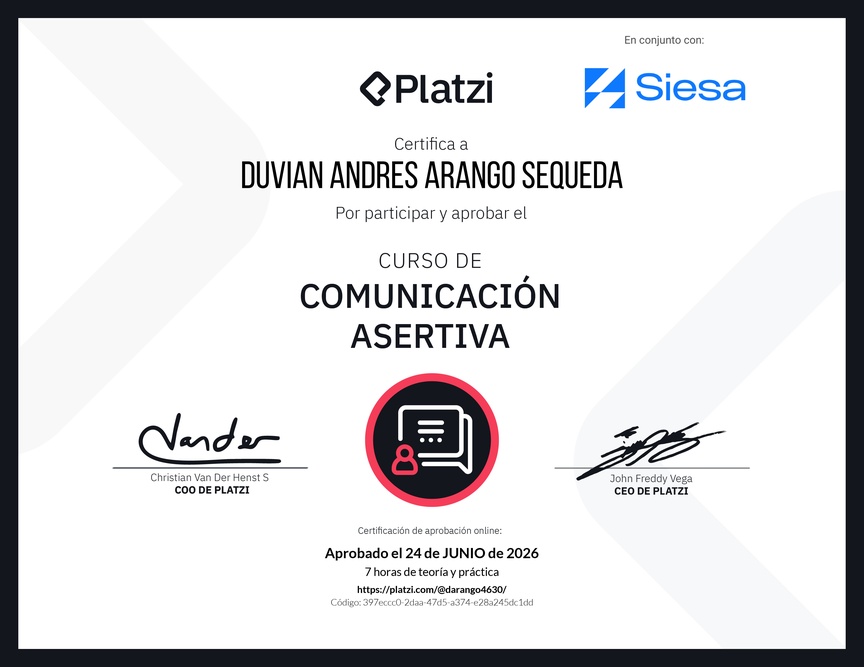 Diploma del Curso de Comunicación Asertiva