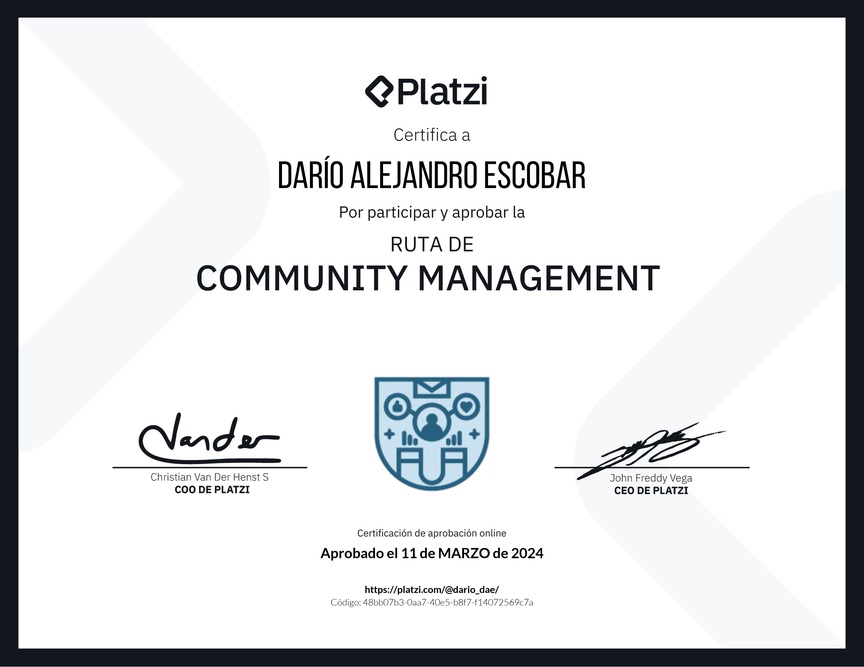 Diploma de la Ruta de Aprendizaje de Community Management