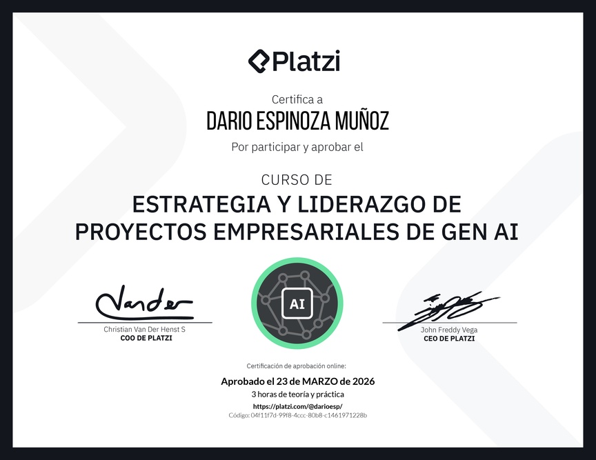 Diploma del Curso de Estrategia y Liderazgo de Proyectos Empresariales de Gen AI
