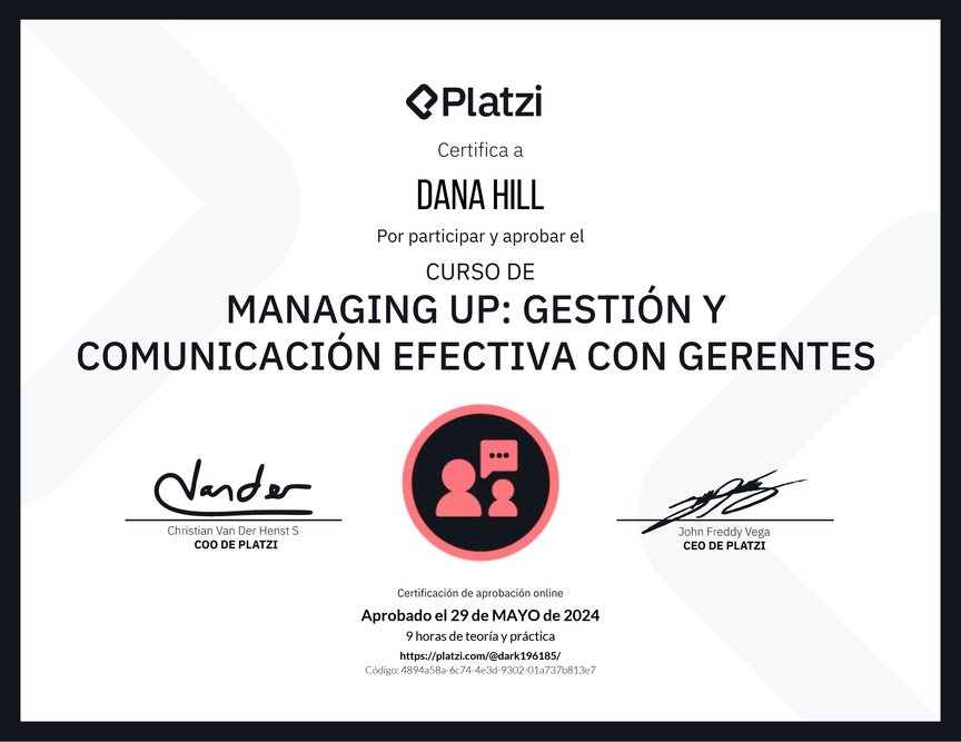 Diploma de Audiocurso de Managing Up: Gestión y Comunicación Efectiva con Gerentes
