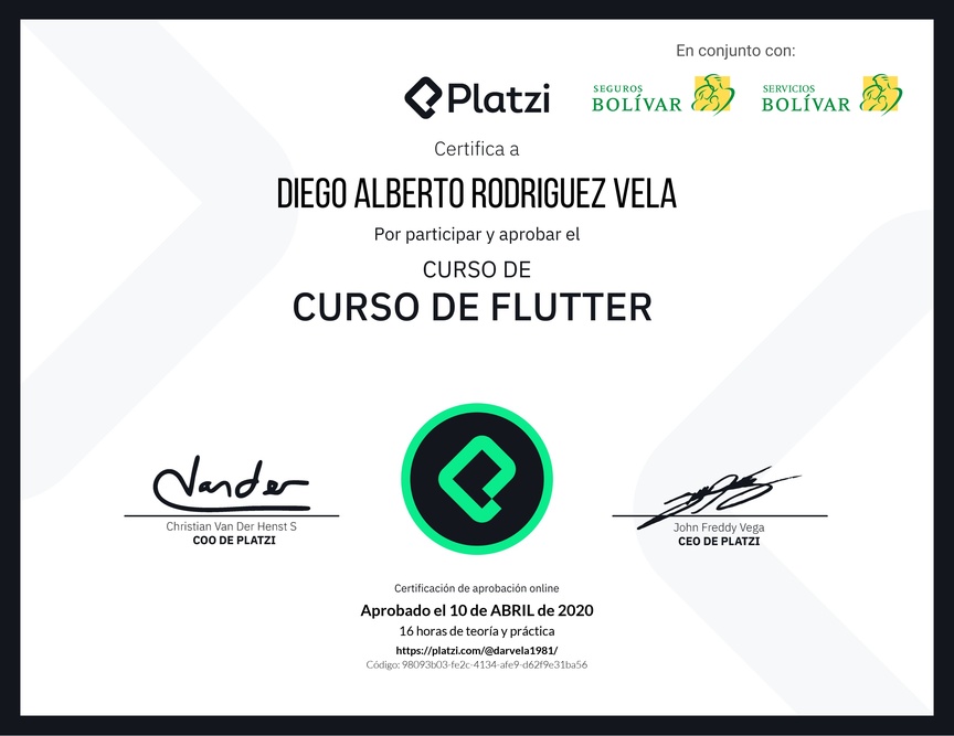 Diploma del Curso de Flutter