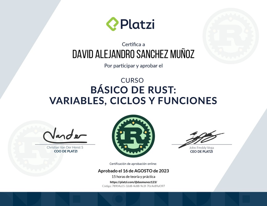 Diploma del Curso de Rust básico