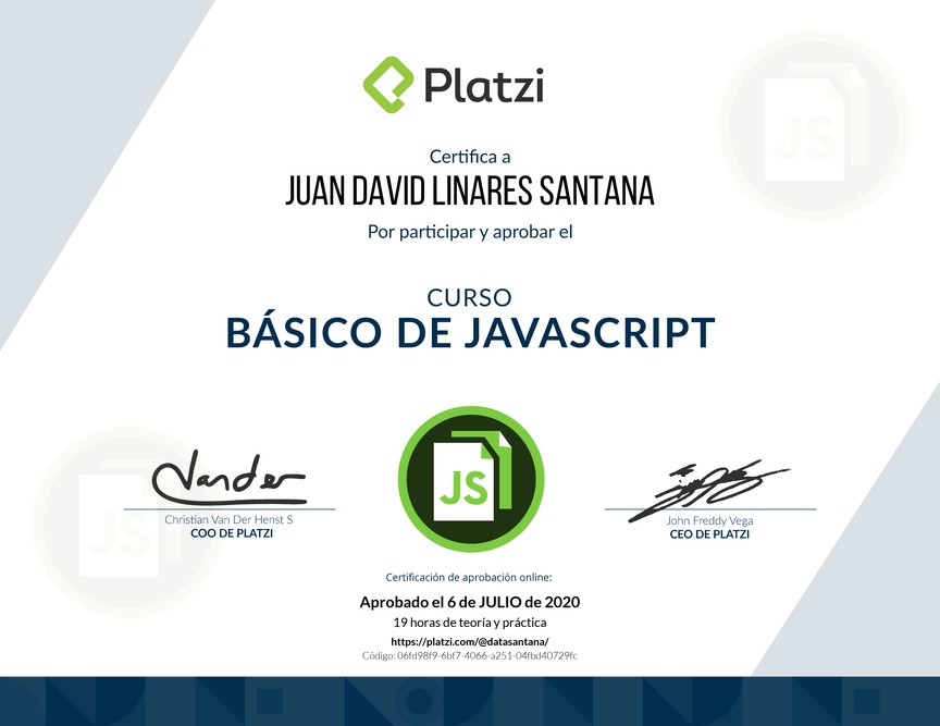 Diploma del Curso Básico de JavaScript