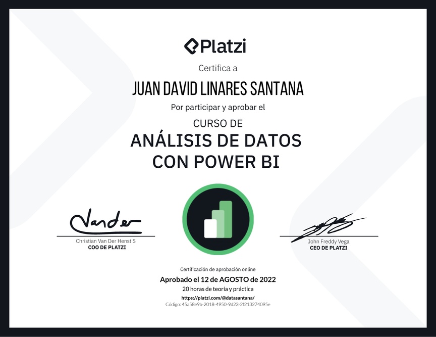 Diploma del Curso de Análisis de Datos con Power BI
