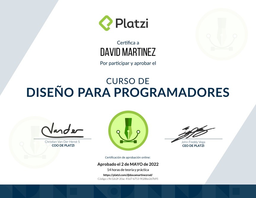 Diploma del Curso de Diseño para Developers