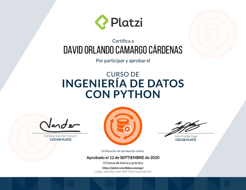 Diploma del Curso de Ingeniería de Datos con Python