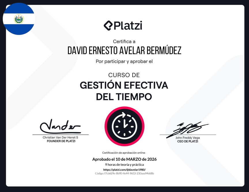 Diploma del Curso de Gestión Efectiva del Tiempo