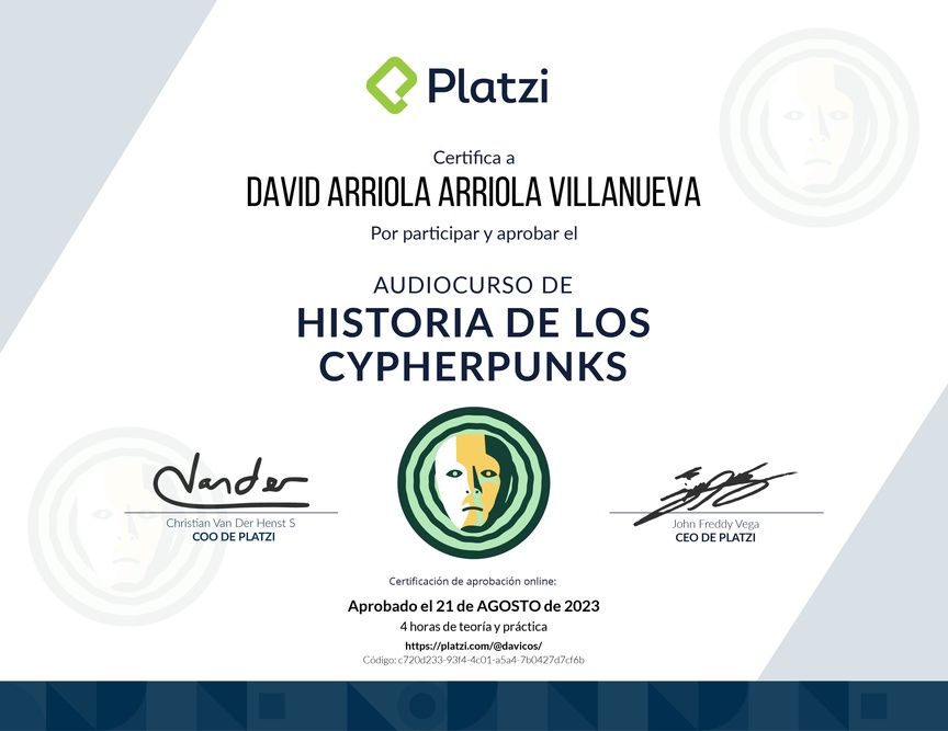 Diploma de Audiocurso de Historia de los Cypherpunks