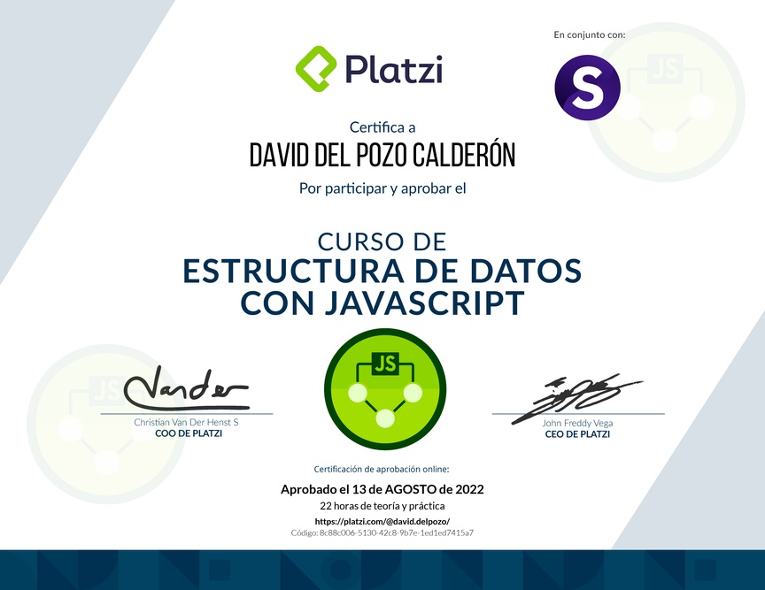 Diploma del Curso de Estructuras de Datos con JavaScript