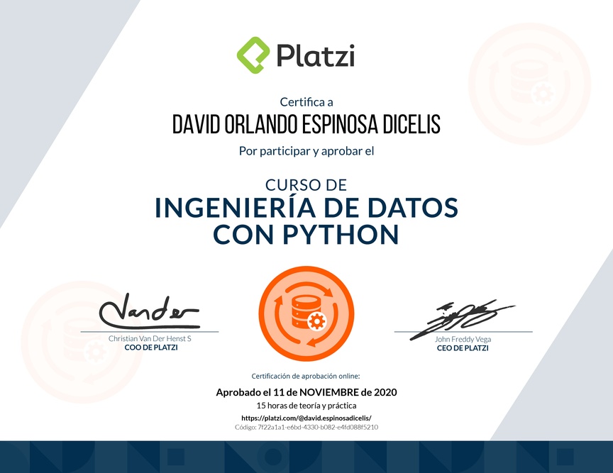 Diploma del Curso de Ingeniería de Datos con Python