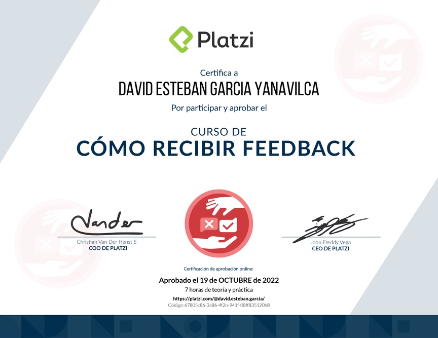 Diploma de Audiocurso de Cómo Recibir Feedback