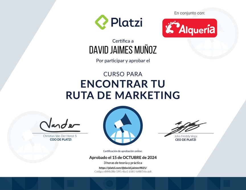 Diploma del Curso para Conocer los Roles en Marketing Digital