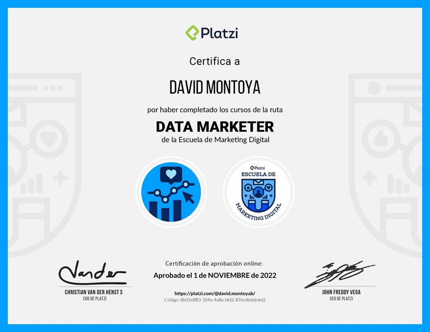 Diploma de la Ruta de Aprendizaje de Data Marketer