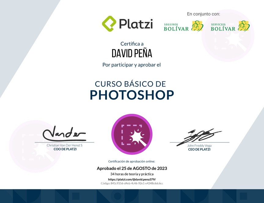 Diploma del Curso Básico de Photoshop