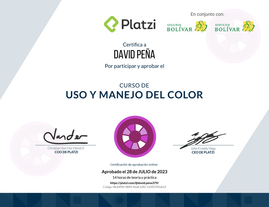 Diploma del Curso de Uso y Manejo del Color