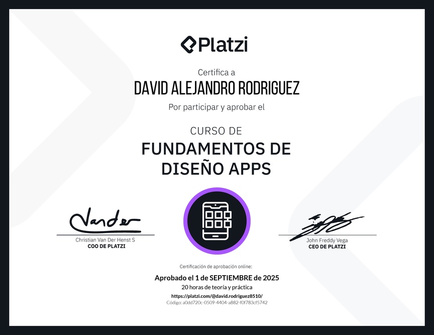 Diploma del Curso de Fundamentos de Diseño de Apps