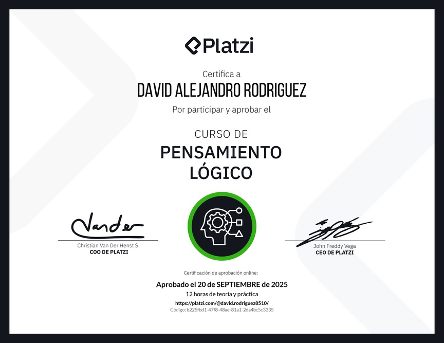 Diploma del Curso de Pensamiento Lógico