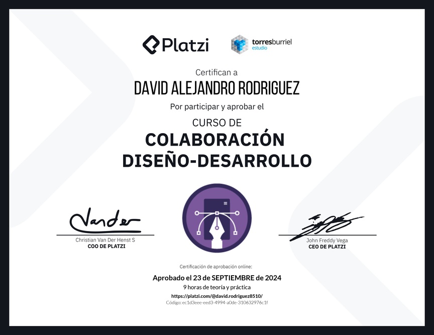 Diploma del Curso de Colaboración Diseño-Desarrollo
