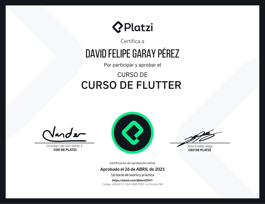 Diploma del Curso de Flutter