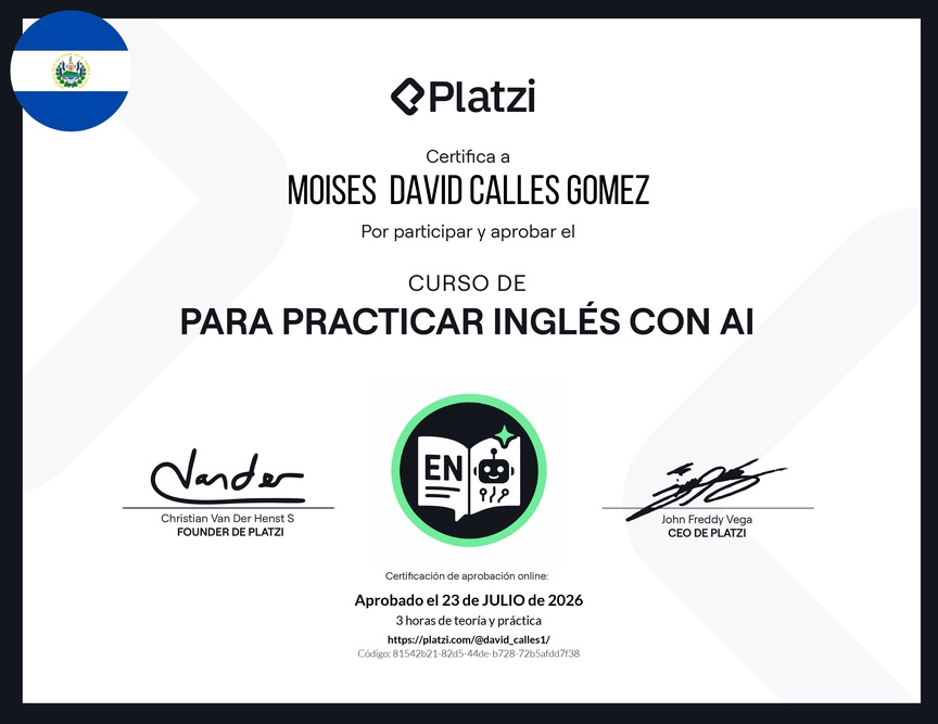 Diploma del Curso para Practicar Inglés con AI