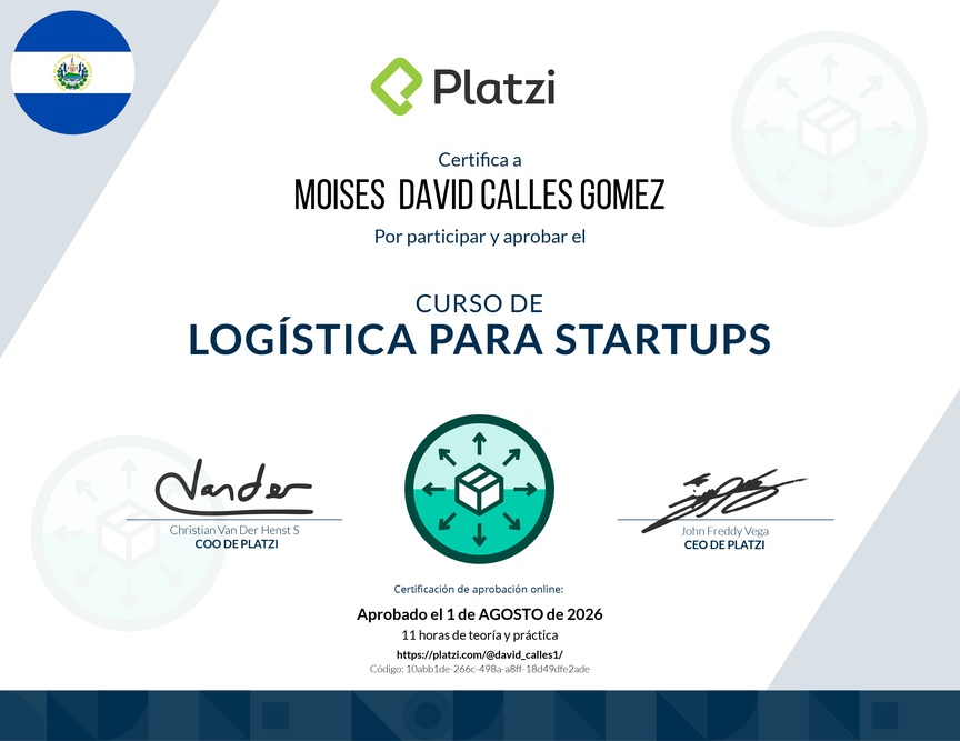 Diploma del Curso de Logística para Startups