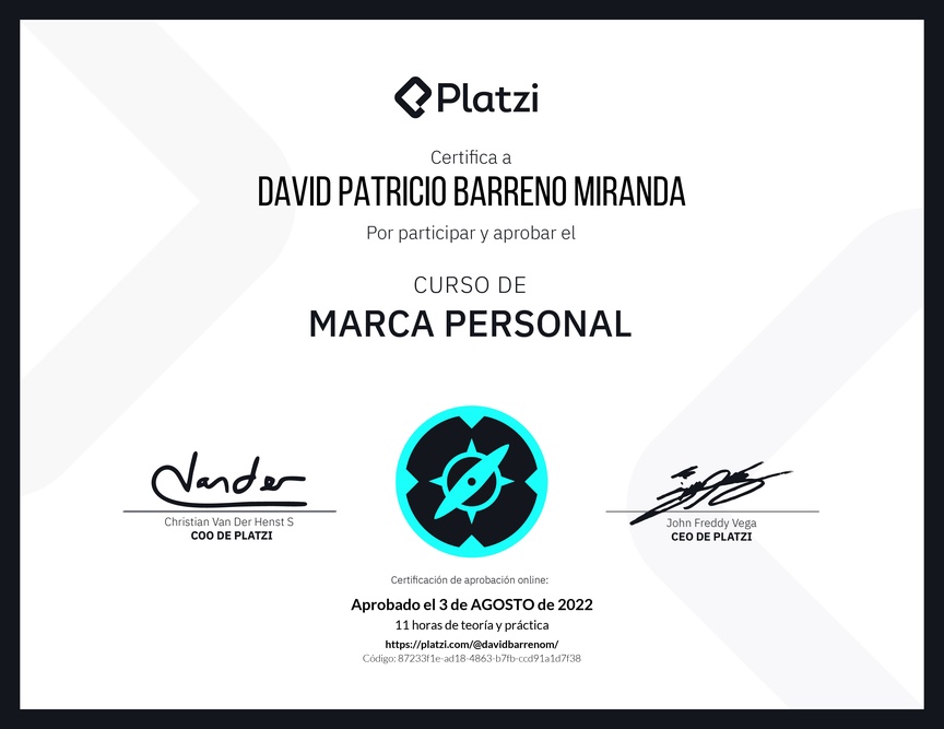 Diploma del Curso Gratis de Marca Personal