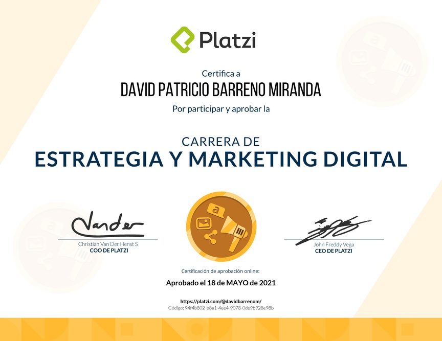 Diploma de la Ruta de Aprendizaje de Marketing Digital y Estrategia Online