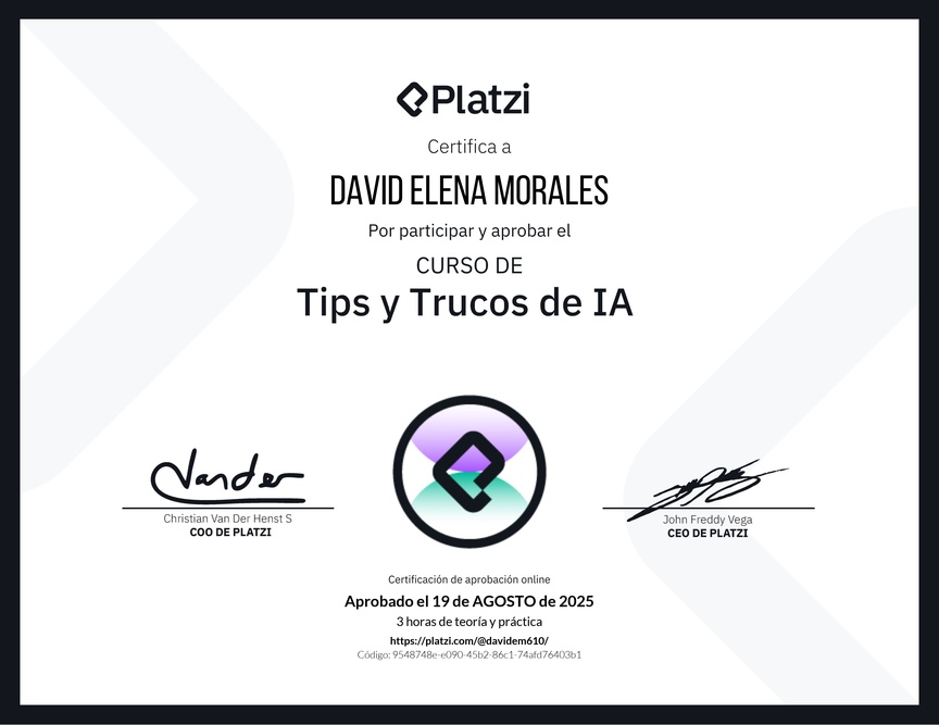 Diploma del Curso de tips y trucos de IA