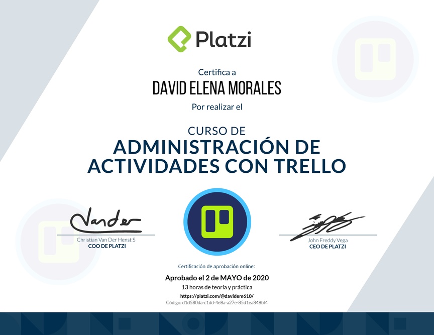 Diploma del Curso de Trello