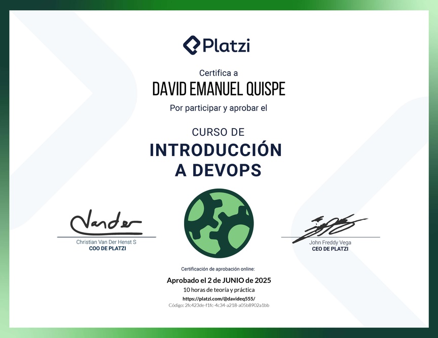 Diploma del Curso de Introducción a DevOps