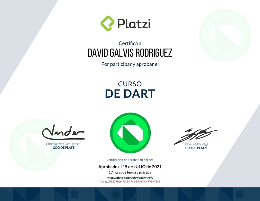 Diploma del Curso de Dart