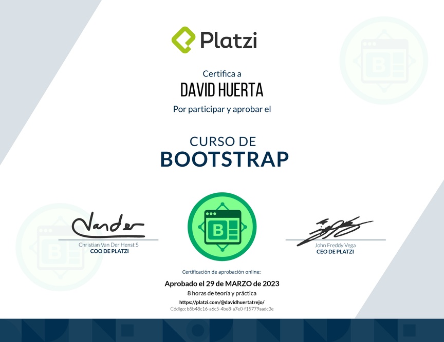 Diploma del Curso de Bootstrap 4