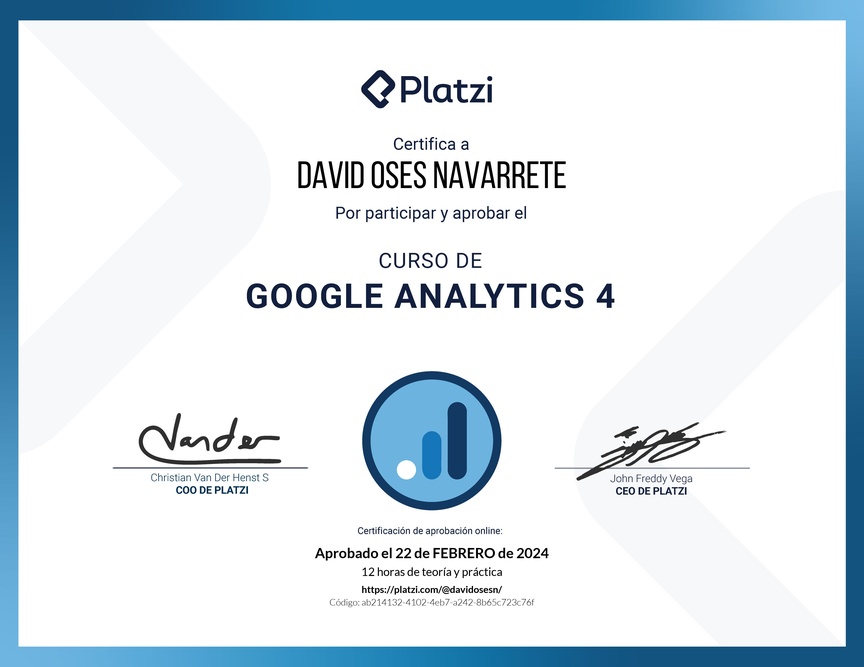 Diploma del Curso de Google Analytics