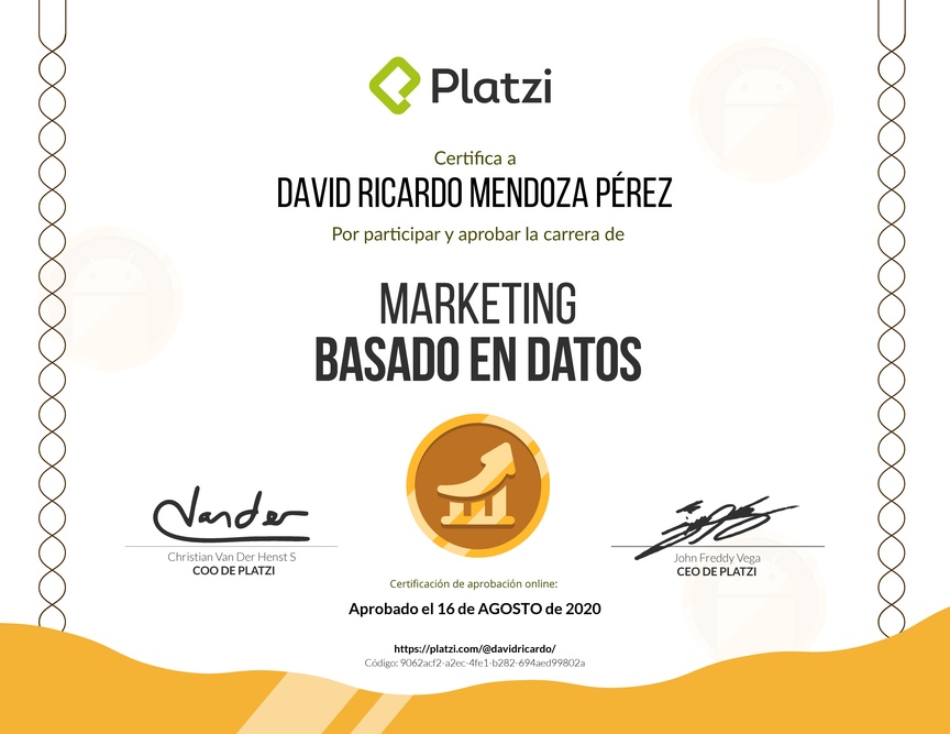 Diploma de la Ruta de Aprendizaje de Marketing Basado en Datos