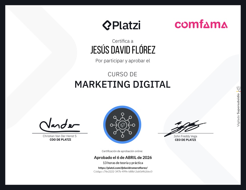 Diploma del Curso de Marketing Digital