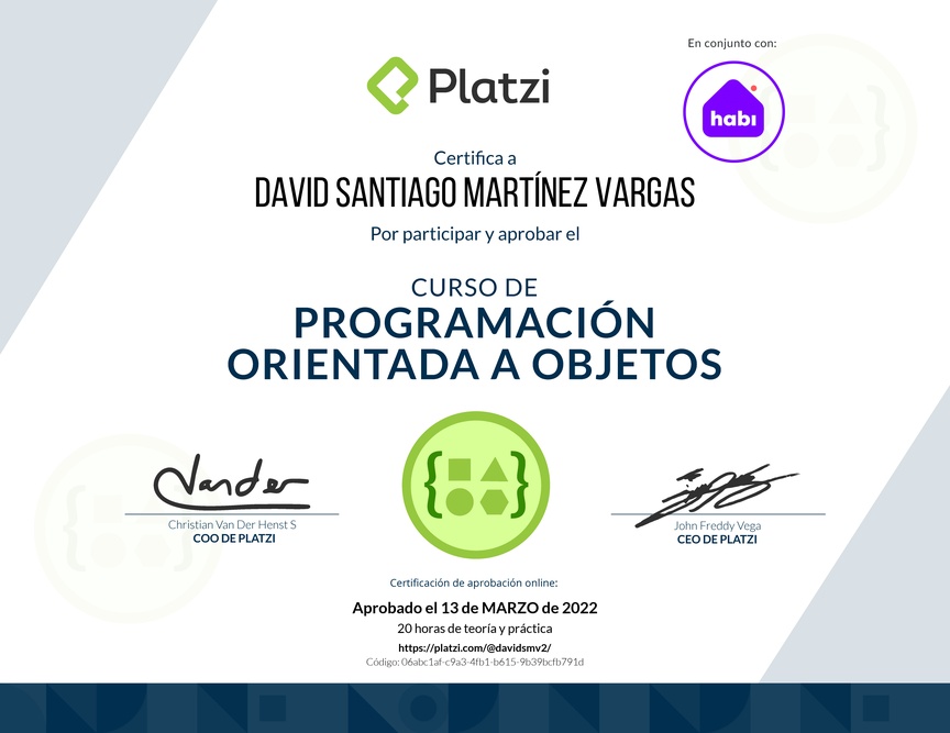 Diploma del Curso de Programación Orientada a Objetos: POO