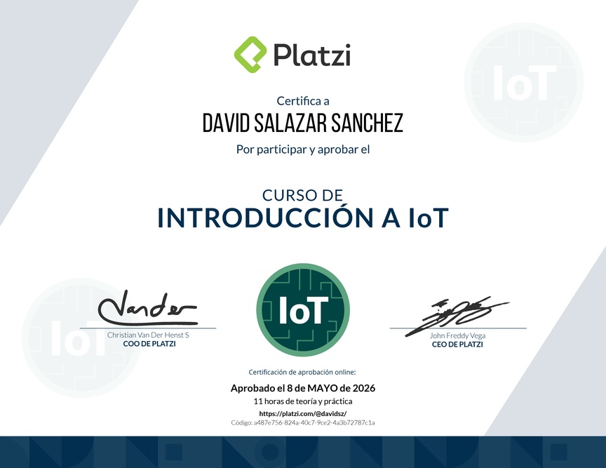 Diploma del Curso de Introducción al IoT