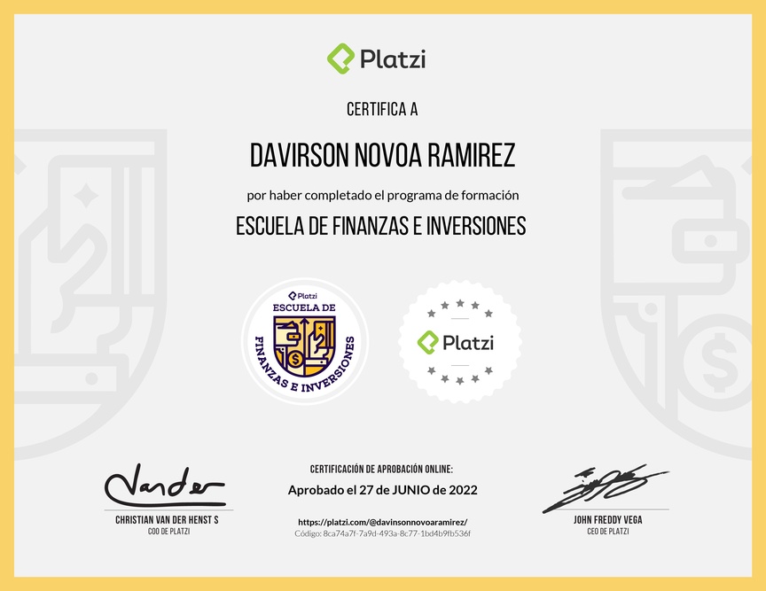 Diploma de la Ruta de Aprendizaje de Finanzas e Inversiones