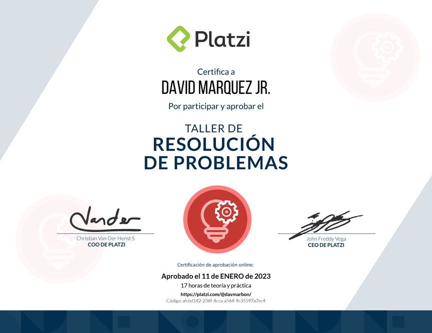 Diploma de Audiotaller de Resolución de Problemas