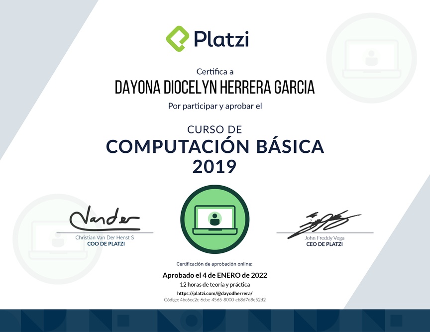 Diploma del Curso de Computación Básica