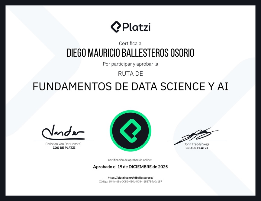 Diploma de la Ruta de Aprendizaje de Fundamentos de Data Science y AI