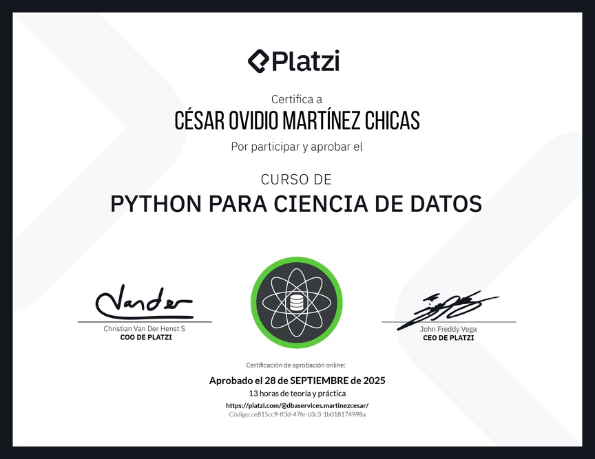 Diploma del Curso de Python para Ciencia de Datos