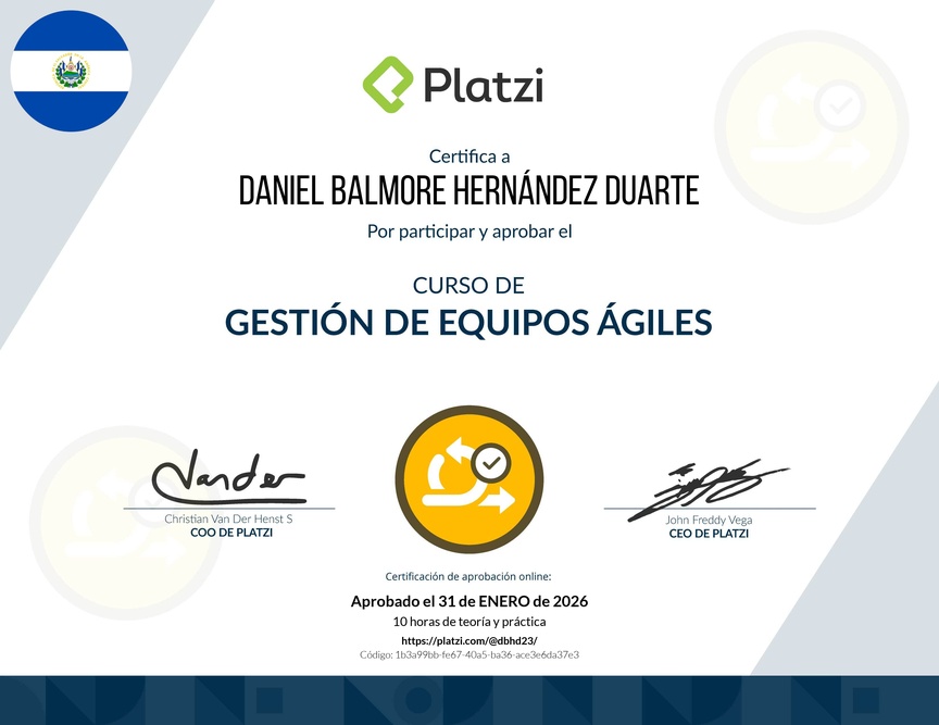 Diploma del Curso de Gestión de Equipos Ágiles
