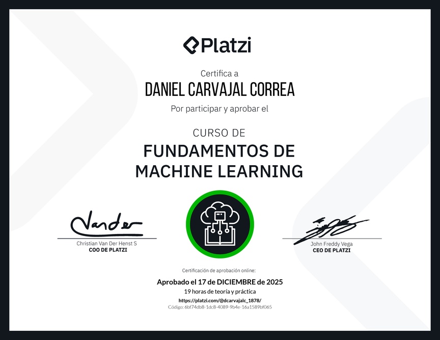 Diploma del Curso de Fundamentos de Machine Learning