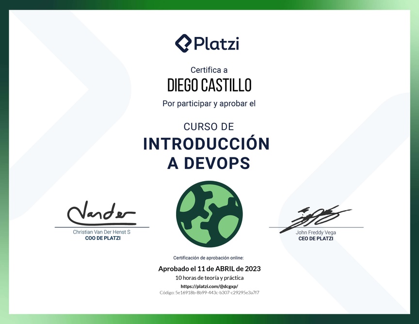Diploma del Curso de Introducción a DevOps